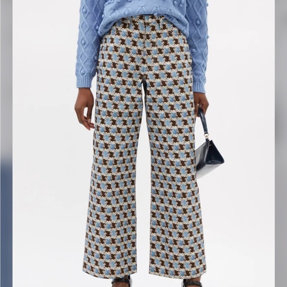 NWT Shrimps Blanka Brown and Blue Floral Trousers - Picture 1 of 3